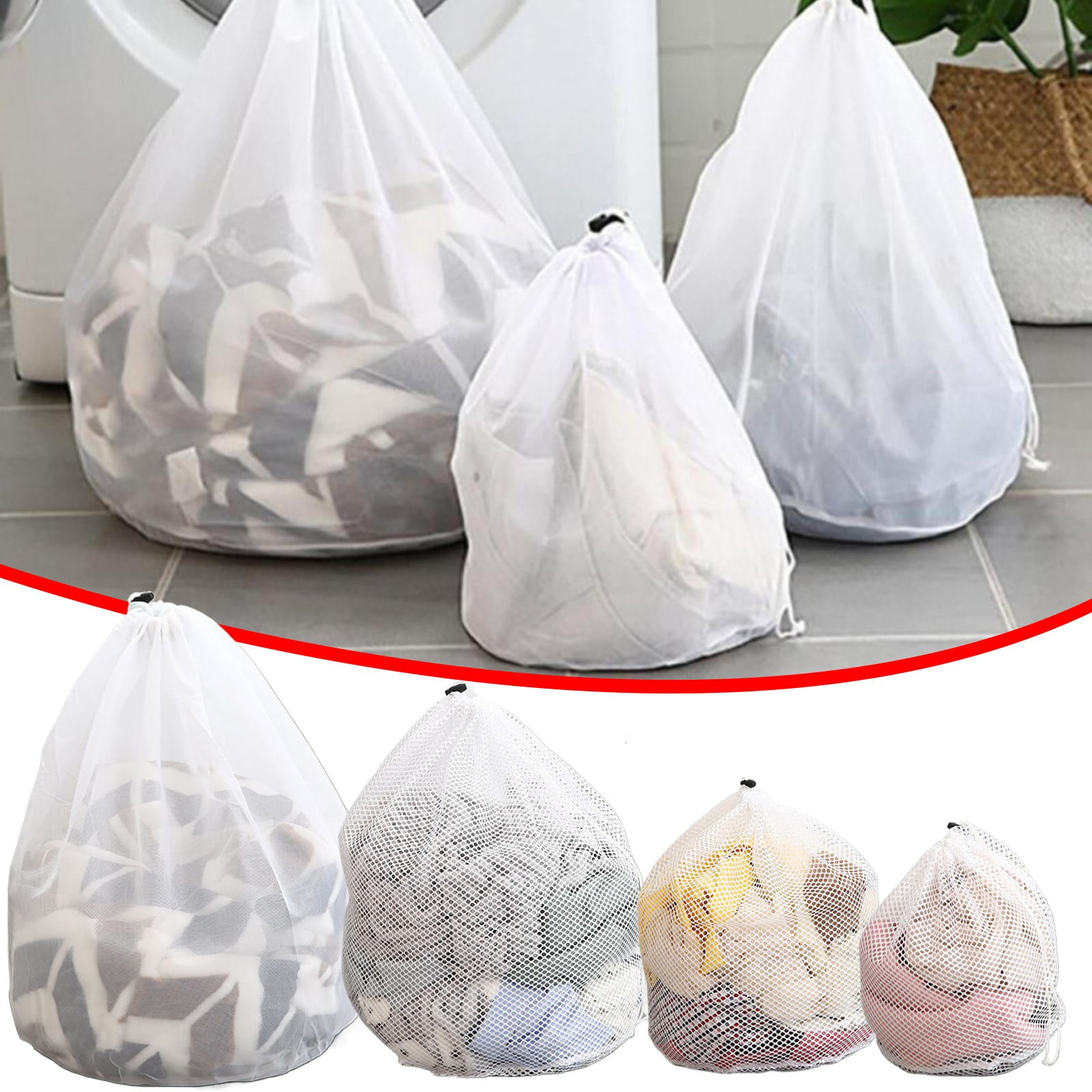 1 Pack Large Laundry Bags, Heavy Duty Diamond Mesh Laundry Bags with Drawstring Closure, Large Laundry Hamper Liner, White, 60 cm โ image 6