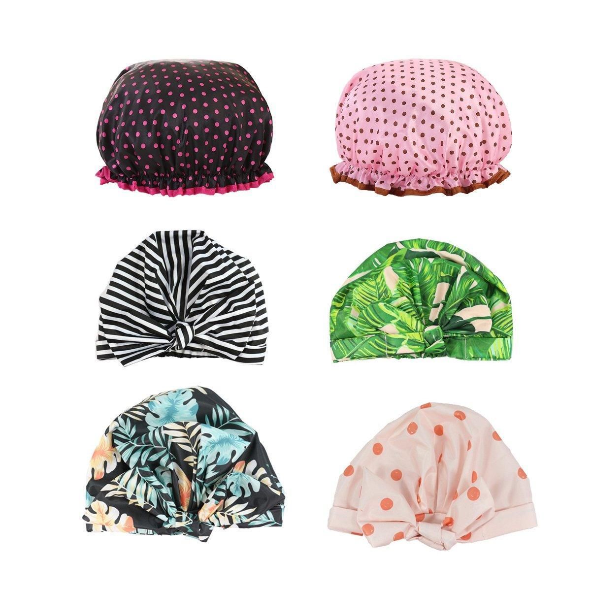 Woman Shower Cap Reusable Long Hair Large Turban Bathroom Waterproof Hair Cap - Streak — image 3