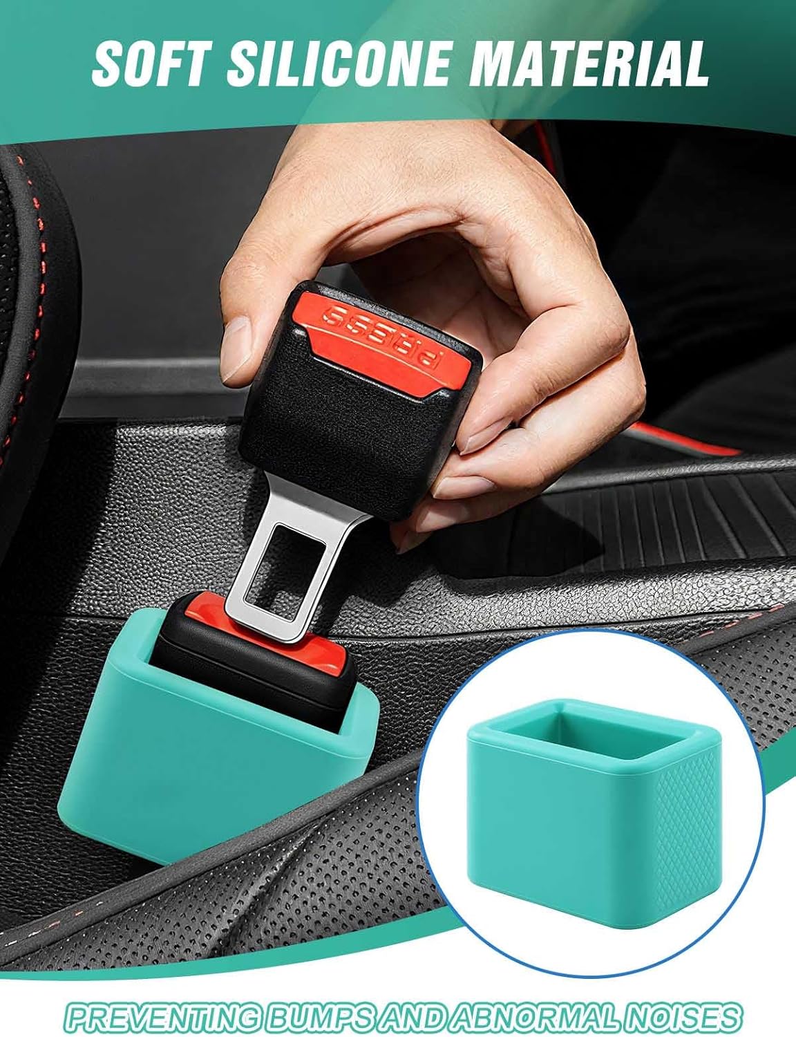2 PCS Seat Belt Buckle Holder, Silicone Seatbelt Buckle Booster to Makes Receptacle Stand Upright for Easy Access (Mint Green) โ image 4