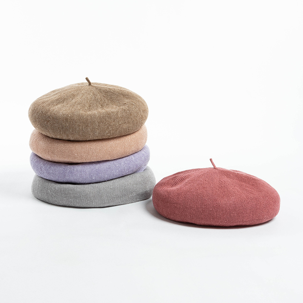 Brown Linen Knit Beret - Classic Soft and Stylish Headwear — image 3