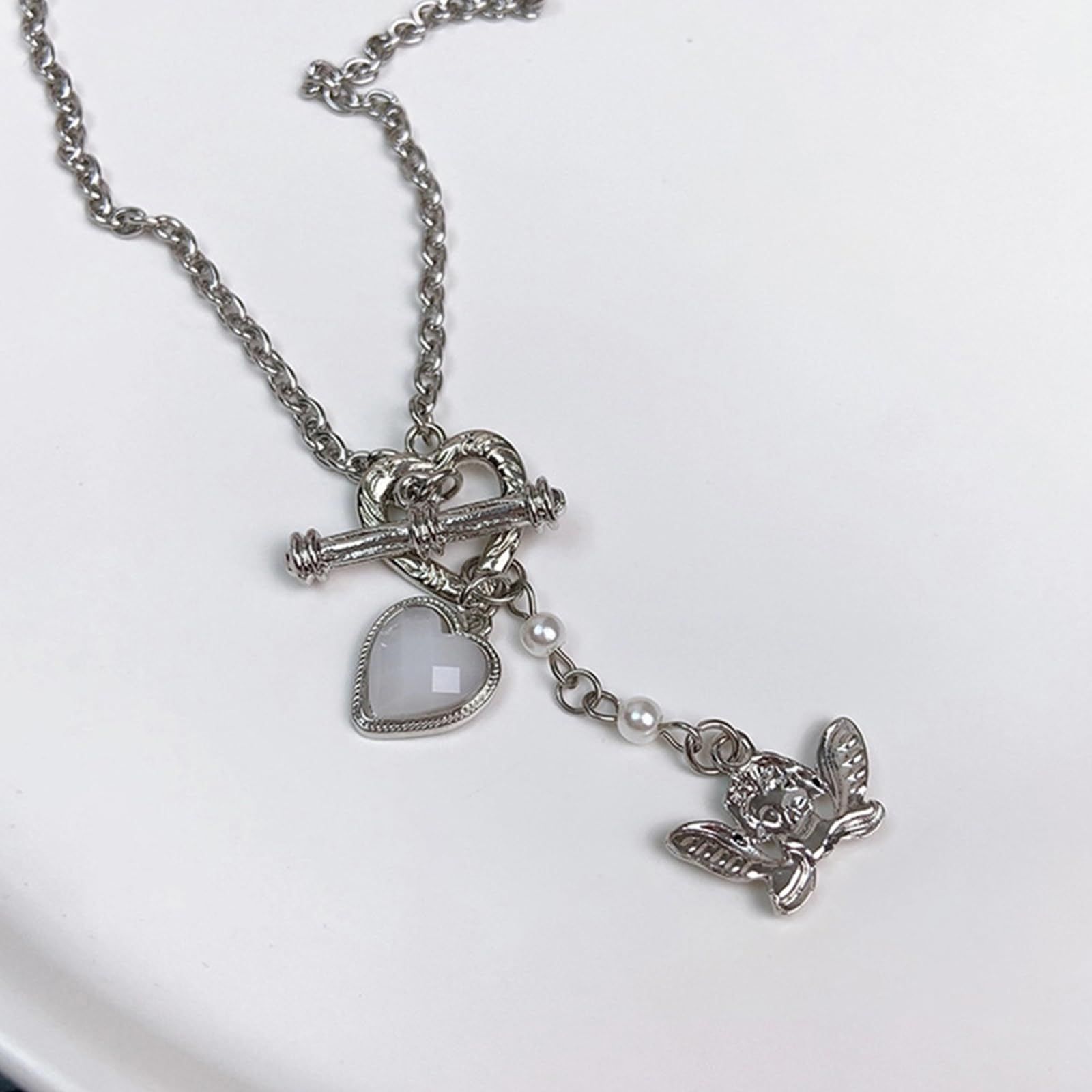 Stylish Angel Pendant Necklace Adjustable Chain Necklace Alloy Material Fashion Neck Jewelry for Woman Girl — image 2