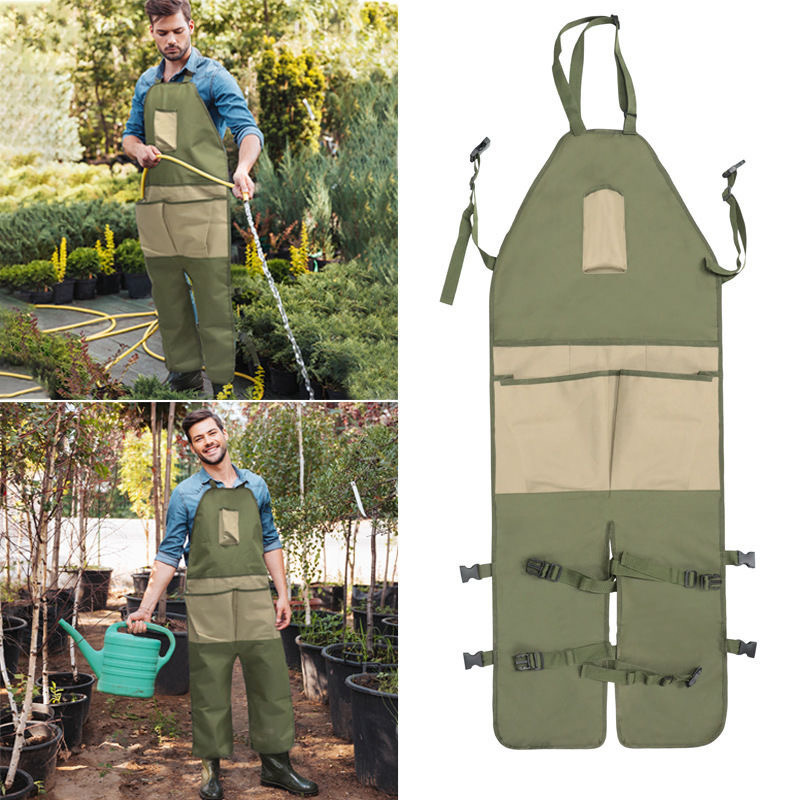 Green And Beige Gardening Leg Apron - Oxford Fabric, Extended Design, 118x45cm, 450g โ image 2