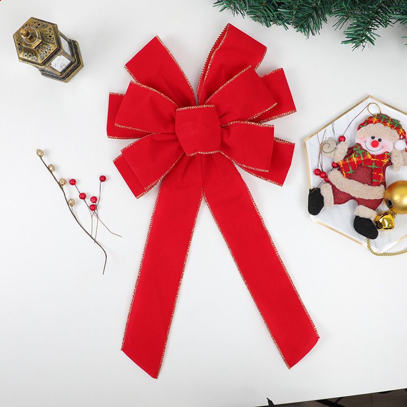 Red Bows Christmas Decorations Big Wired Velvet Bow with Gold Border for Wreaths Outdoor, Tree Topper, Outside — image 4