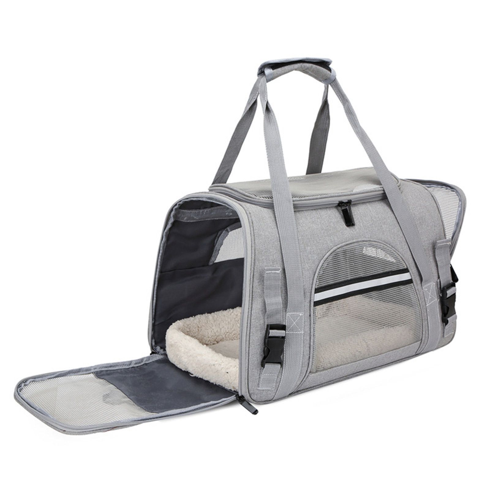 Grey Pet Carrier Bag - Breathable Meshfor Small Dogs and Cats Travel Carrier Airline Travel Ready Adjustable Shoulder Strap Durable Ventilated Design โ image 5