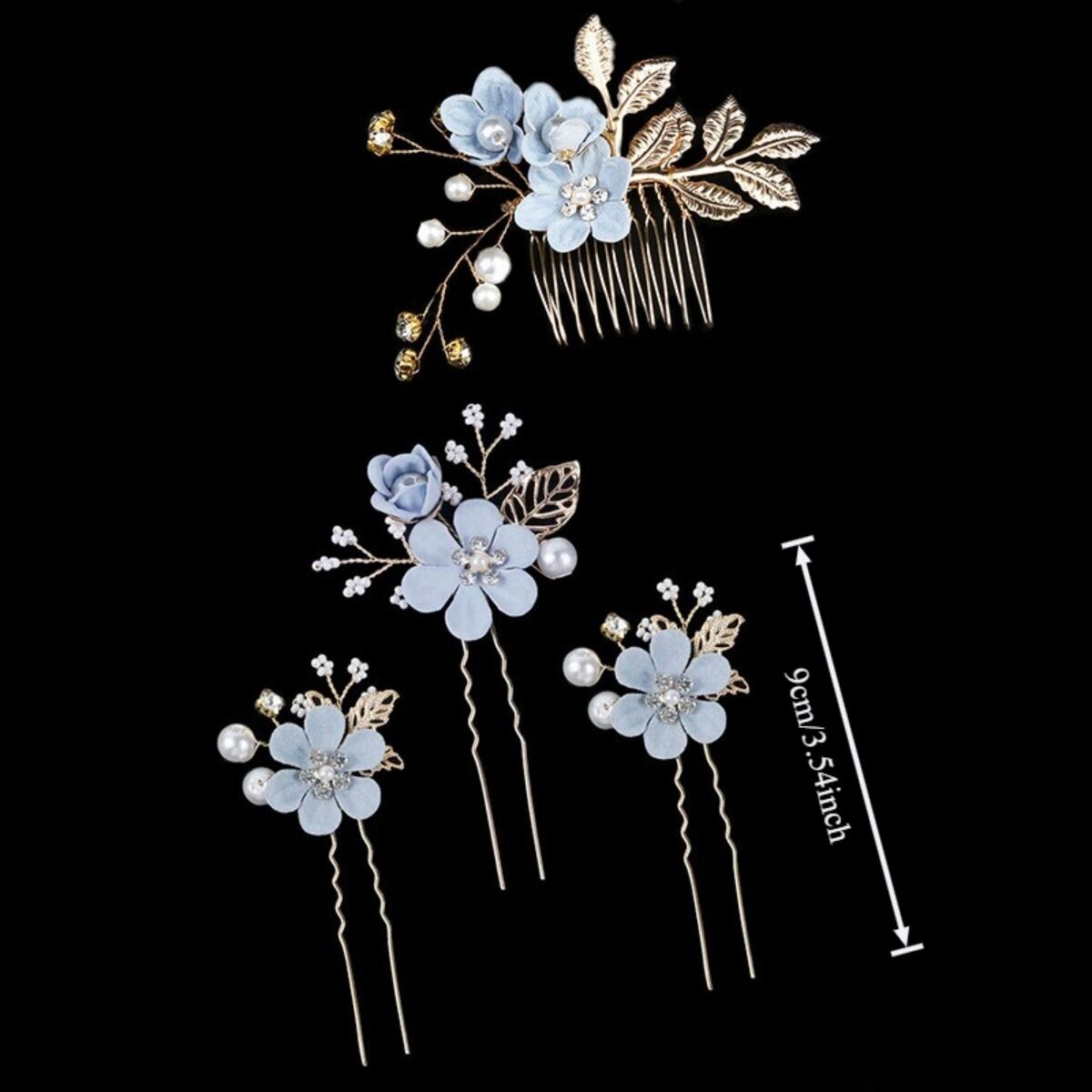 WHITE 4-Piece Elegant Light Luxury Pearl Flower Hair Accessories Set, Bridal Wedding Hairpin and Hairpin Headdress Set, Bridesmaid Gift Banquet Ornament Set โ image 2