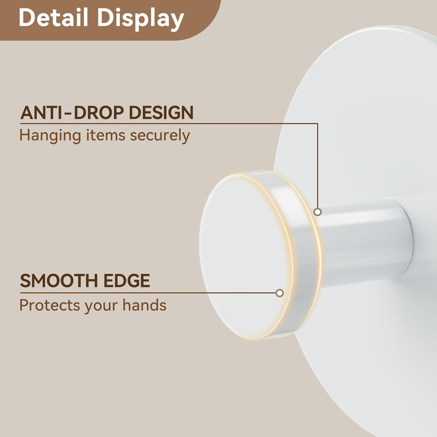 White Adhesive Wall Hook for Coat and Towel: Extra Sticky 12 LB (Max), Stainless Coat Rack Door Holder Hanger, Heavy Duty — image 3