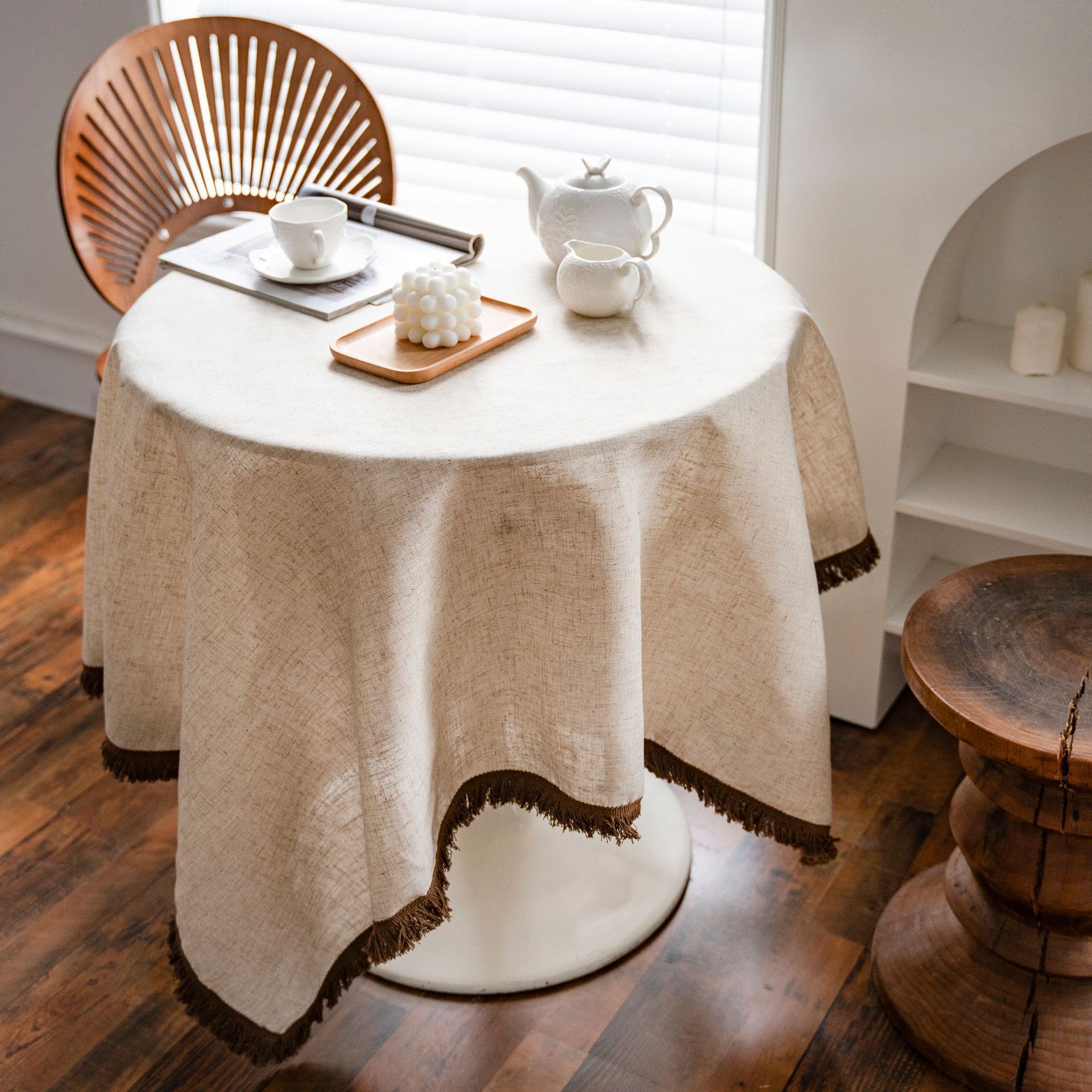 Tablecloth Rectangle Tablecloth Solid Elegant Home Table Decorative Table Cloth Wedding 140*160 cm — image 2