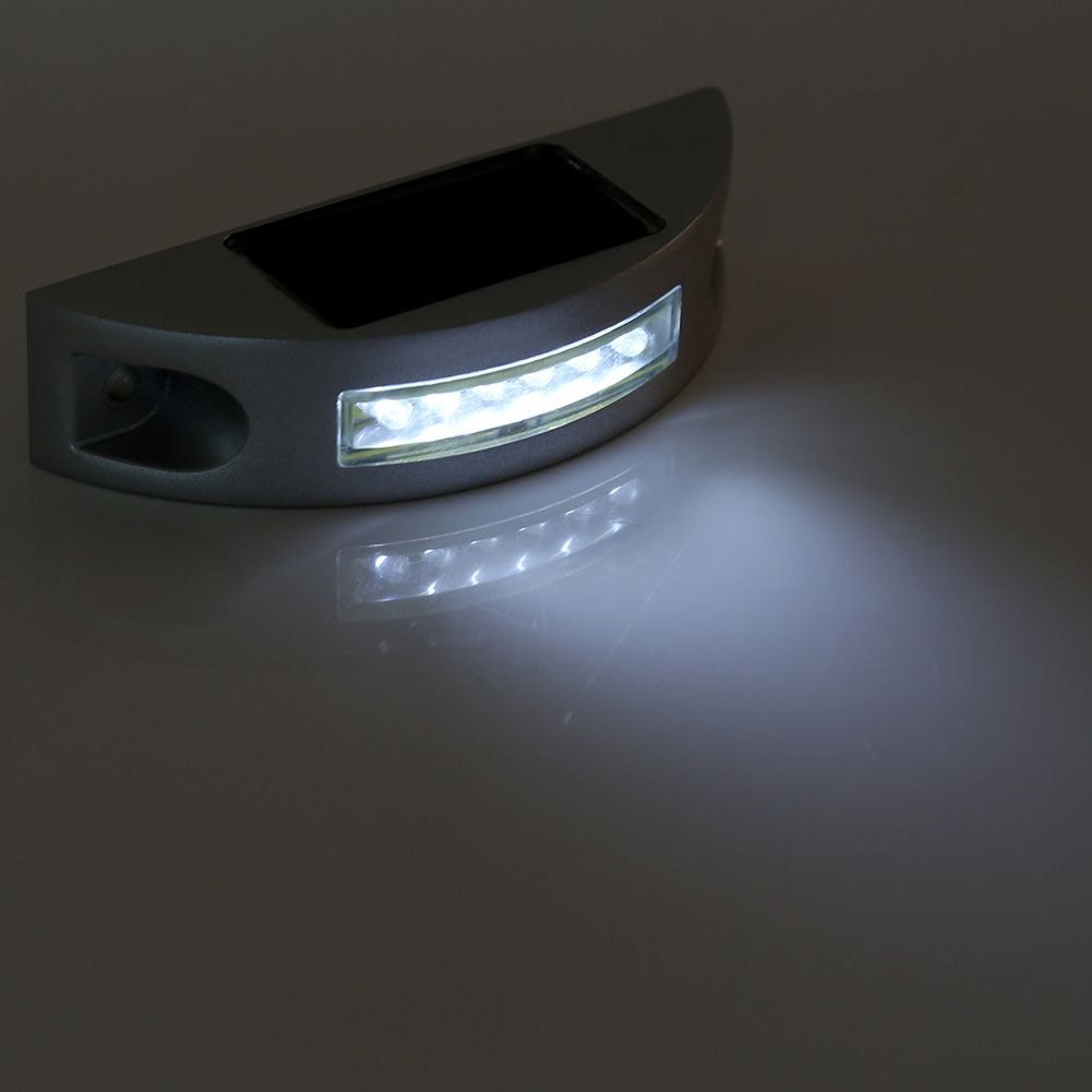 Casting Aluminum Solar Power 6 LED Waterproof Driveway Pathway Light Road Step Lamp White — image 3