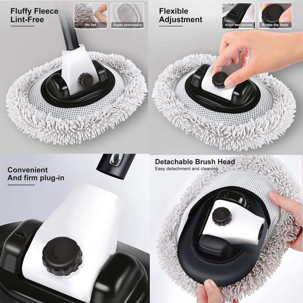 Car Wash Brush Kit Mitt Mop Sponge with Long Handle 15° Curve Chenille Microfiber Car Cleaning Brush Kit Supplies Car Washing Mop — image 4