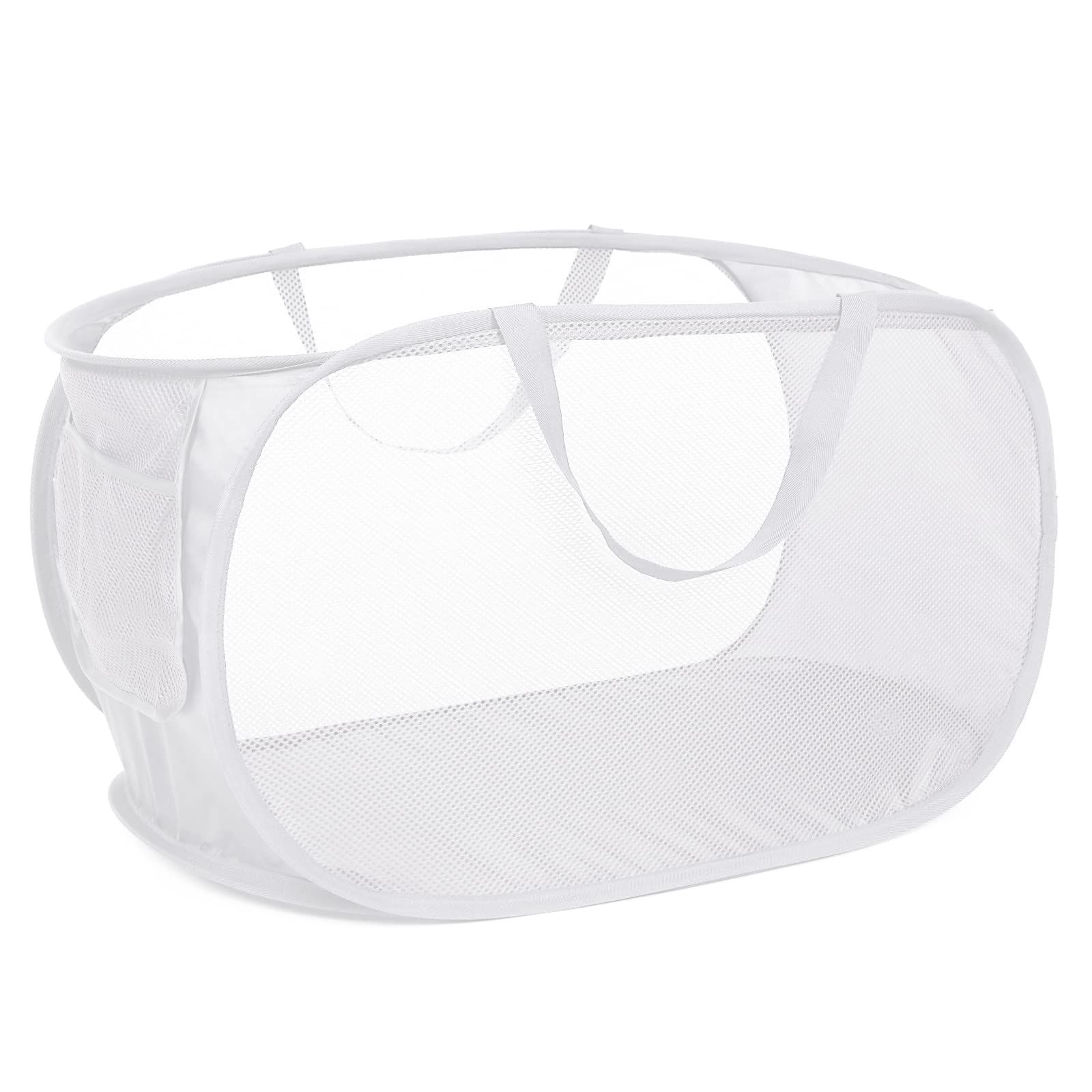 Collapsible Laundry Hamper with Side Pocket, Foldable Clothes Hamper with Durable Reinforced Handles for Laundry, Bathroom, Kids Room, Dorm or Travel 2 Pack — image 3