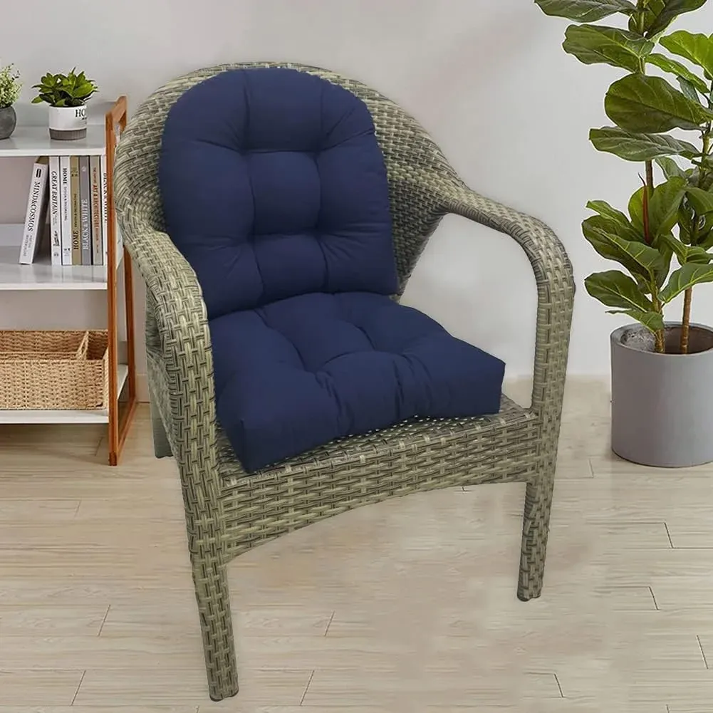 Outdoor Chair Seat Cushions 2 Pack, Waterproof Thickened Tufted U Shaped Patio Chair Cushions for Patio Furniture, Navy Blue 18 x 18 Inch โ image 5