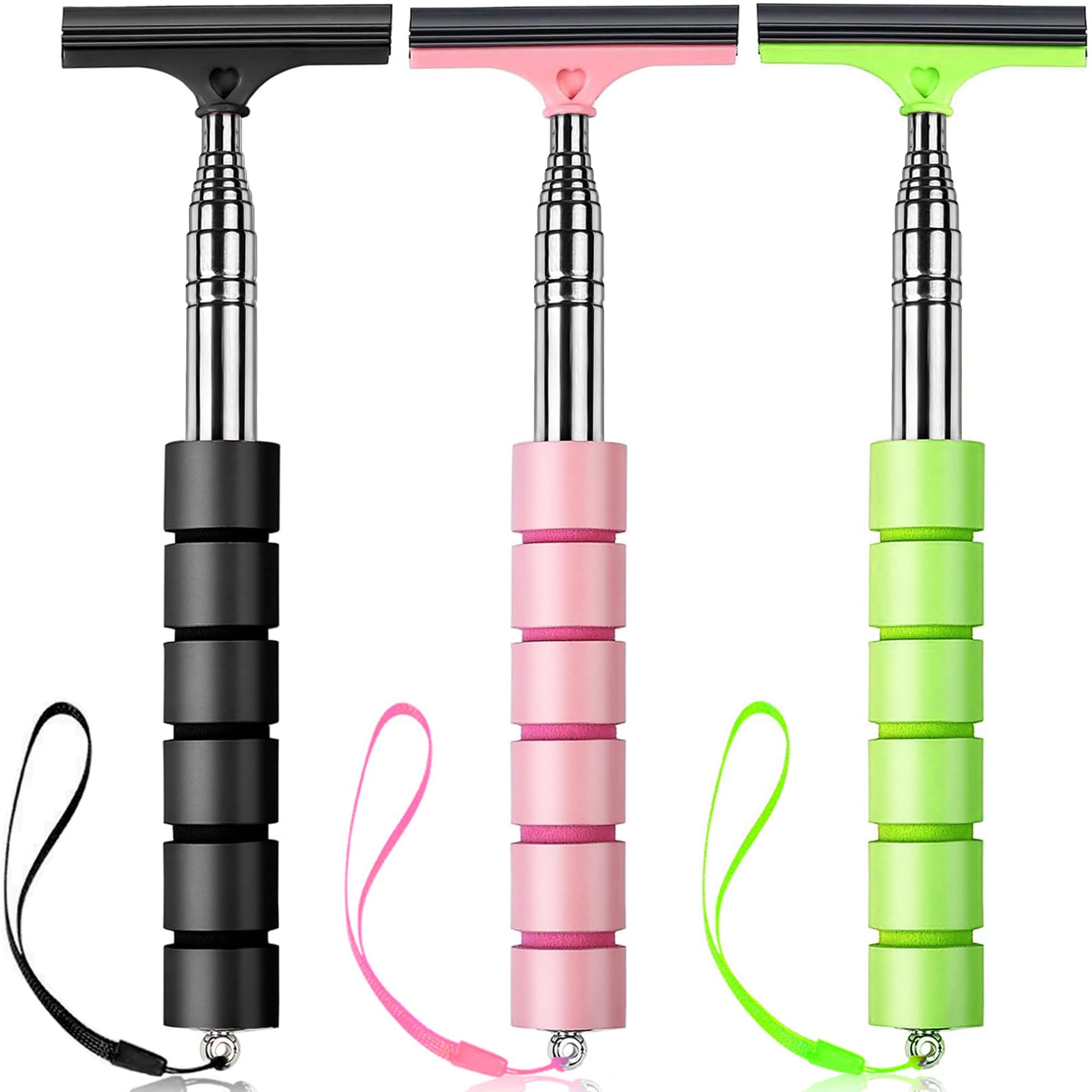 3 PCS Side Mirror Squeegee,Car Mirror Squeegee,Retractable Car Rearview Mirror Wiper, for Rainy Foggy Weather,(Blank/Pink/Green)