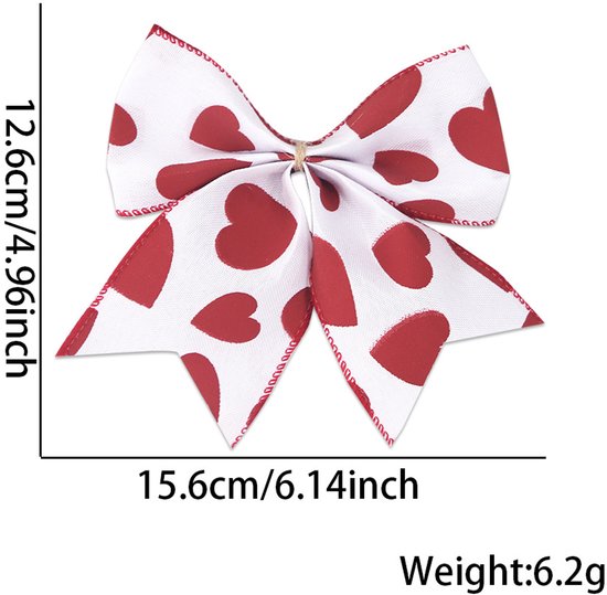 Valentine's Day Decorations - Heart Print Bows - Set of 3 - Wedding Gift Accessories - Handmade Linen Heart Bows โ image 6