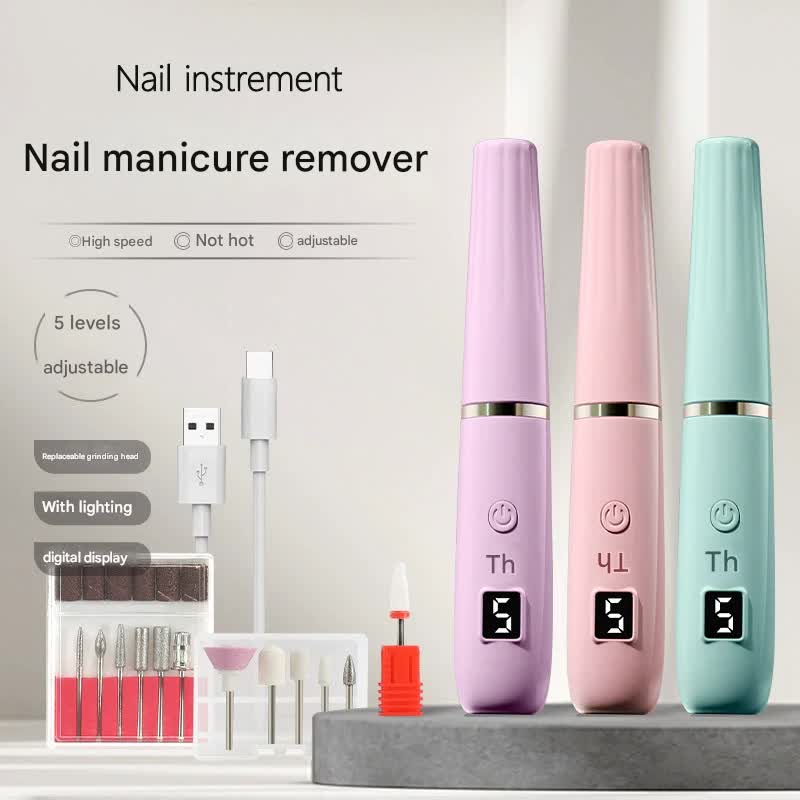 Portable Electric Nail Drill Machine Kit - 18000 RPM, 5-Speed, USB-C Rechargeable with LED Display(Pink) — image 2