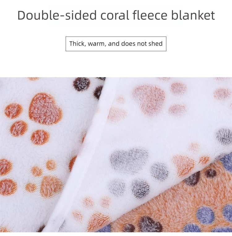 Beige Pet Blanket Set – Plush Paw Print Design, 3-Piece Pack (S/M/L Sizes) — image 5