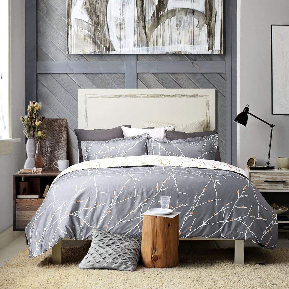 Tree Reversible Super King Size Grey Duvet Quilt Cover Set — image 3