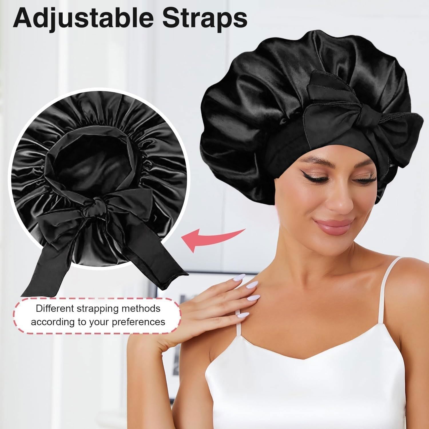 Silk Bonnet for Sleeping and Hooded Hair Dryer Attachment Set, Elastic Tie Band Sleep Bonnet for Women Curly Hair, Fast Drying Hair Dryer Diffuser Cap for Hair — image 2