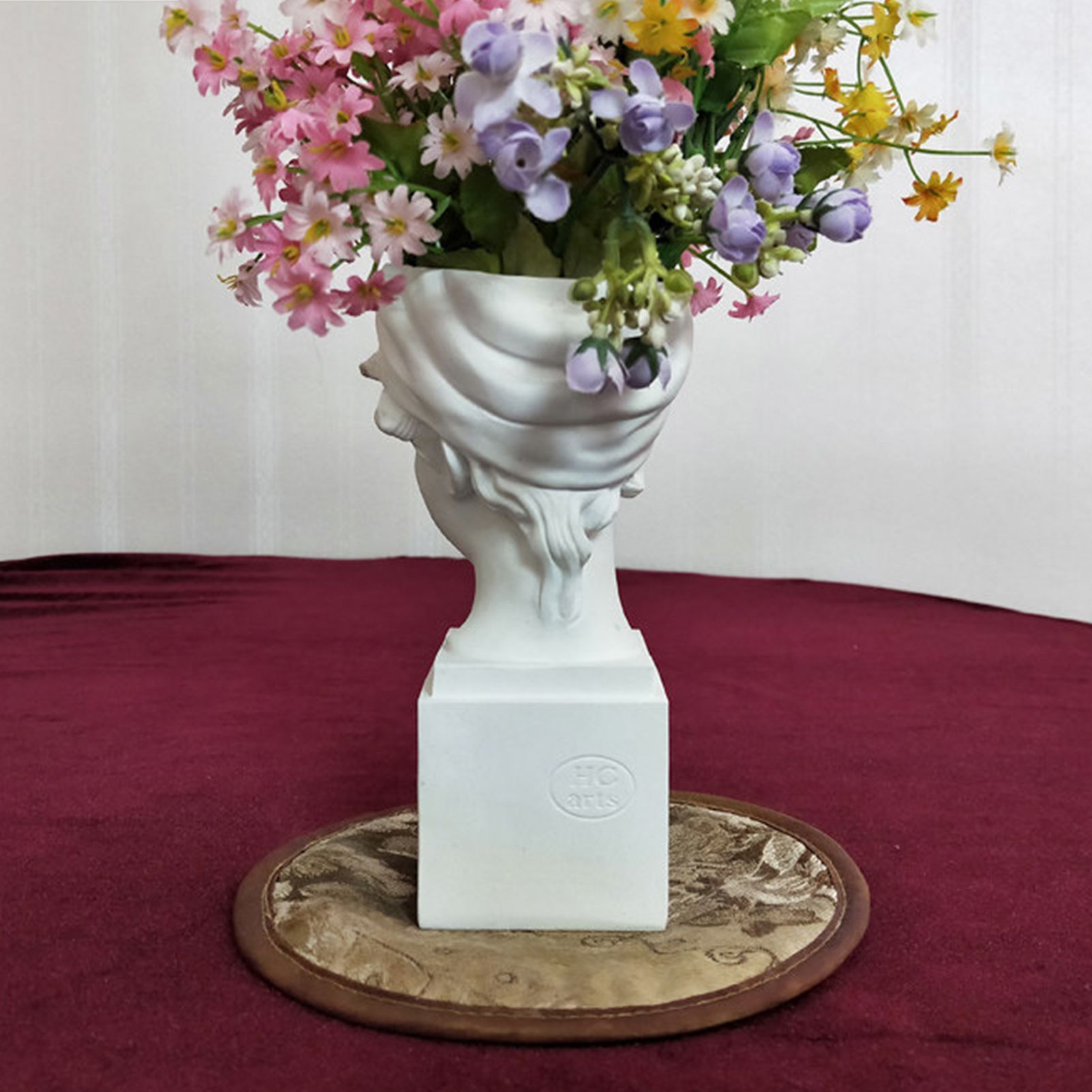 Elegant Girl with a Headscarf Resin Bust Sculpture Flower Vase - Classic European Style Figurine for Home Decor, Art Studio, or Office Desk - Perfect for — image 6