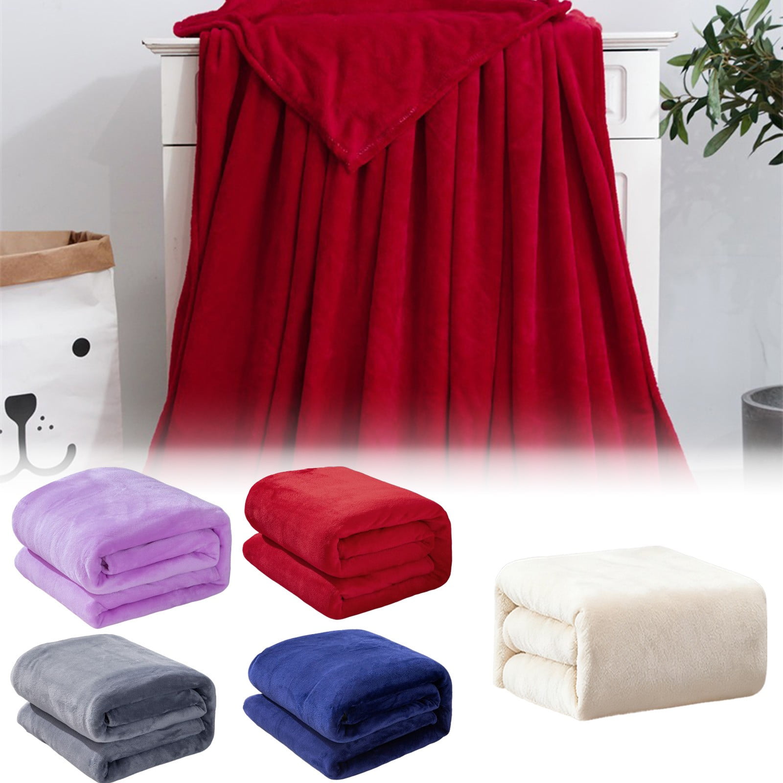 Fleece Throw Blanket, Soft Plush Flannel Microfiber Couch and Bed Blanket for Sofa, Home and Winter Comfort, Red, 70x100cm โ image 5