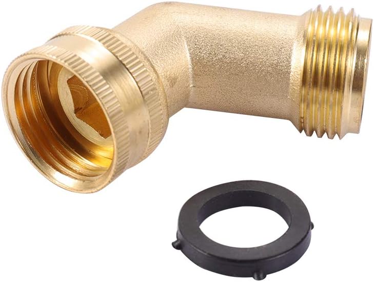 Brass Garden Hose Elbow Connector 45 Degree Hose Elbow Fitting Quick Swivel Connect 3/4" Garden Hose Thread 2pcs with Extra 6 Pressure Washer — image 3