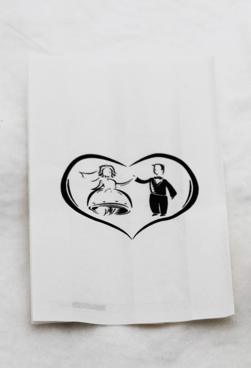 200 Pack Wedding Cake Bags Greaseproof Wax Paper Slice Take Home Favour Bride Groom in Heart — image 4