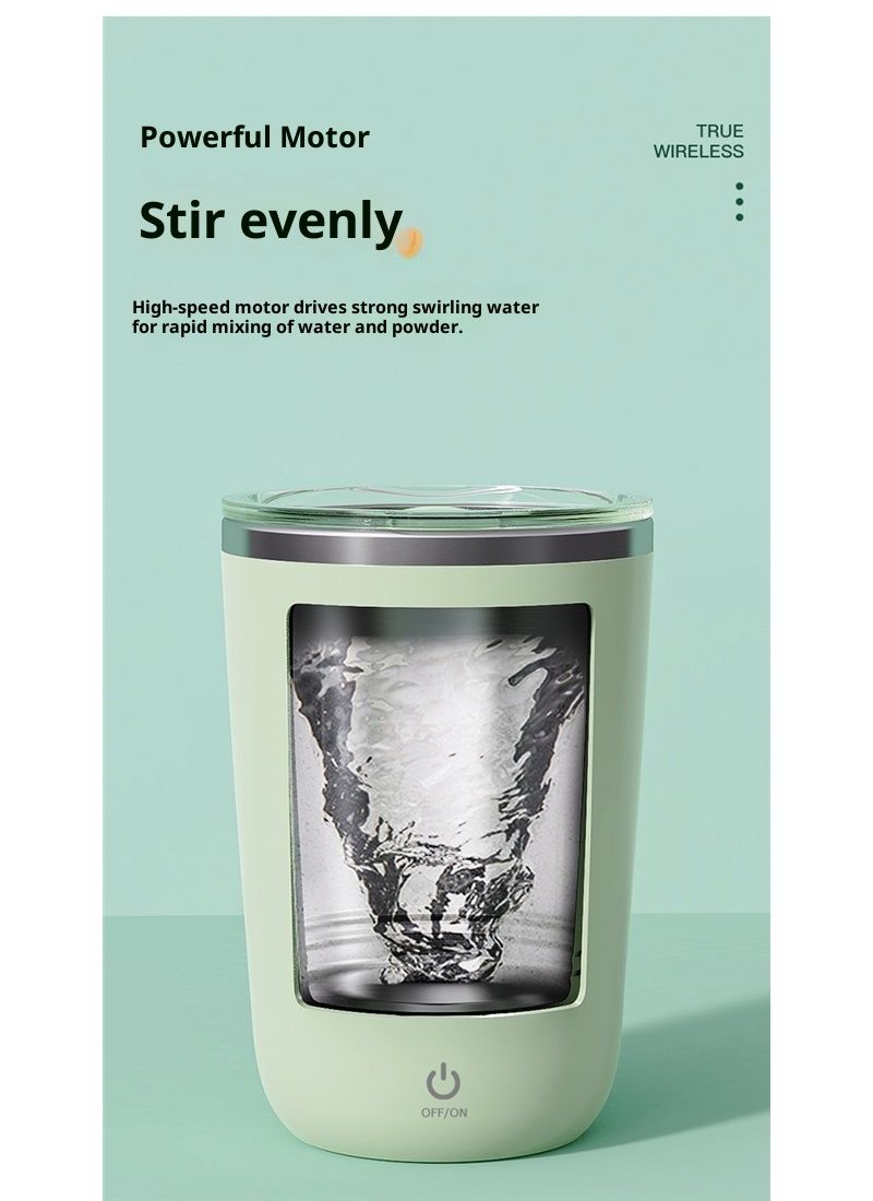 Self Stirring Mug, Electric Mixing Cup Magnetic Rechargeable Auto Mug Coffee Rotating Home Office Travel Suitable for Coffee/Milk/Cocoa (Green350ml) — image 2
