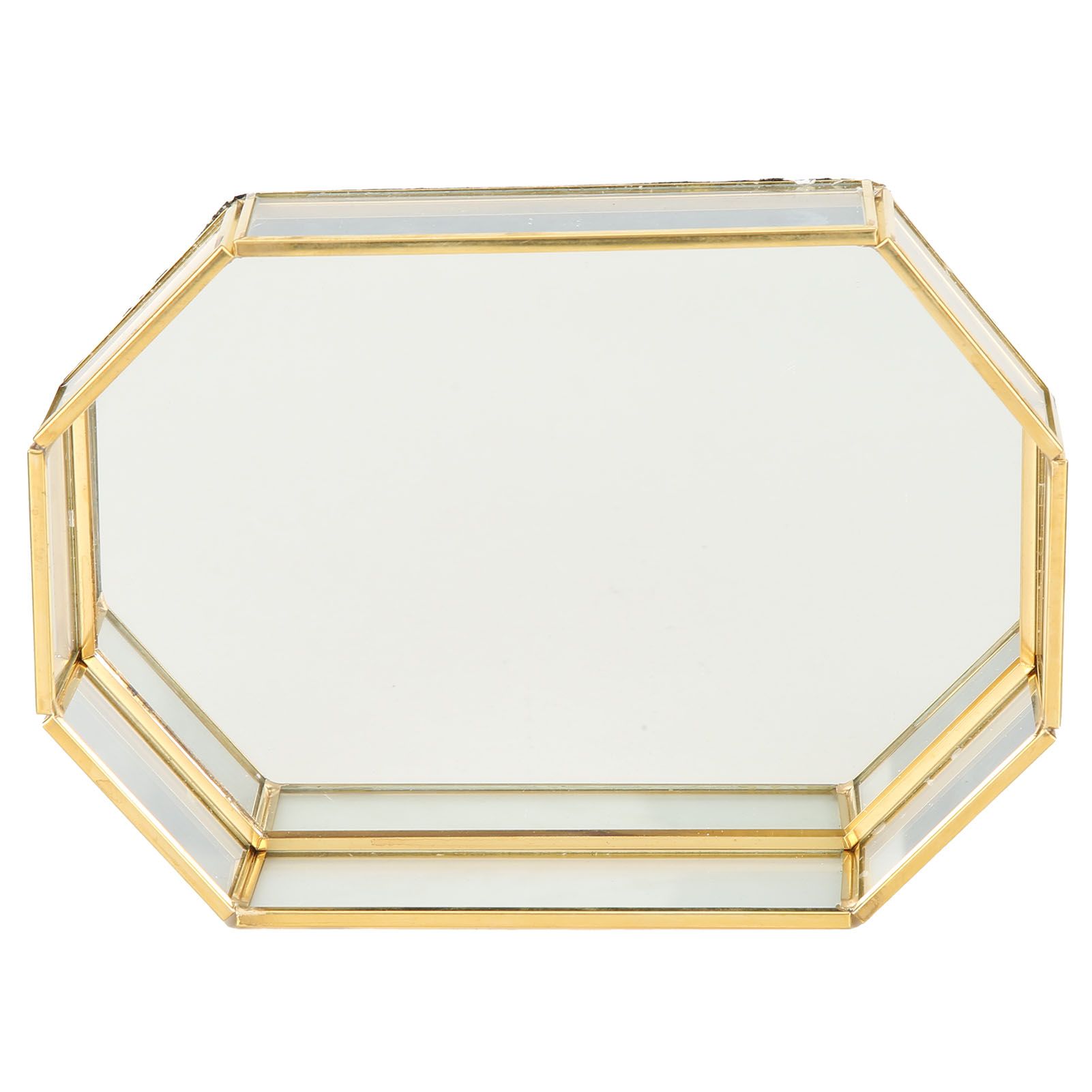 Octagonal Storage Box Mini Gold Geometry Jewelry Necklace Dessert Basket with Flannel 20x14x4cm — image 6