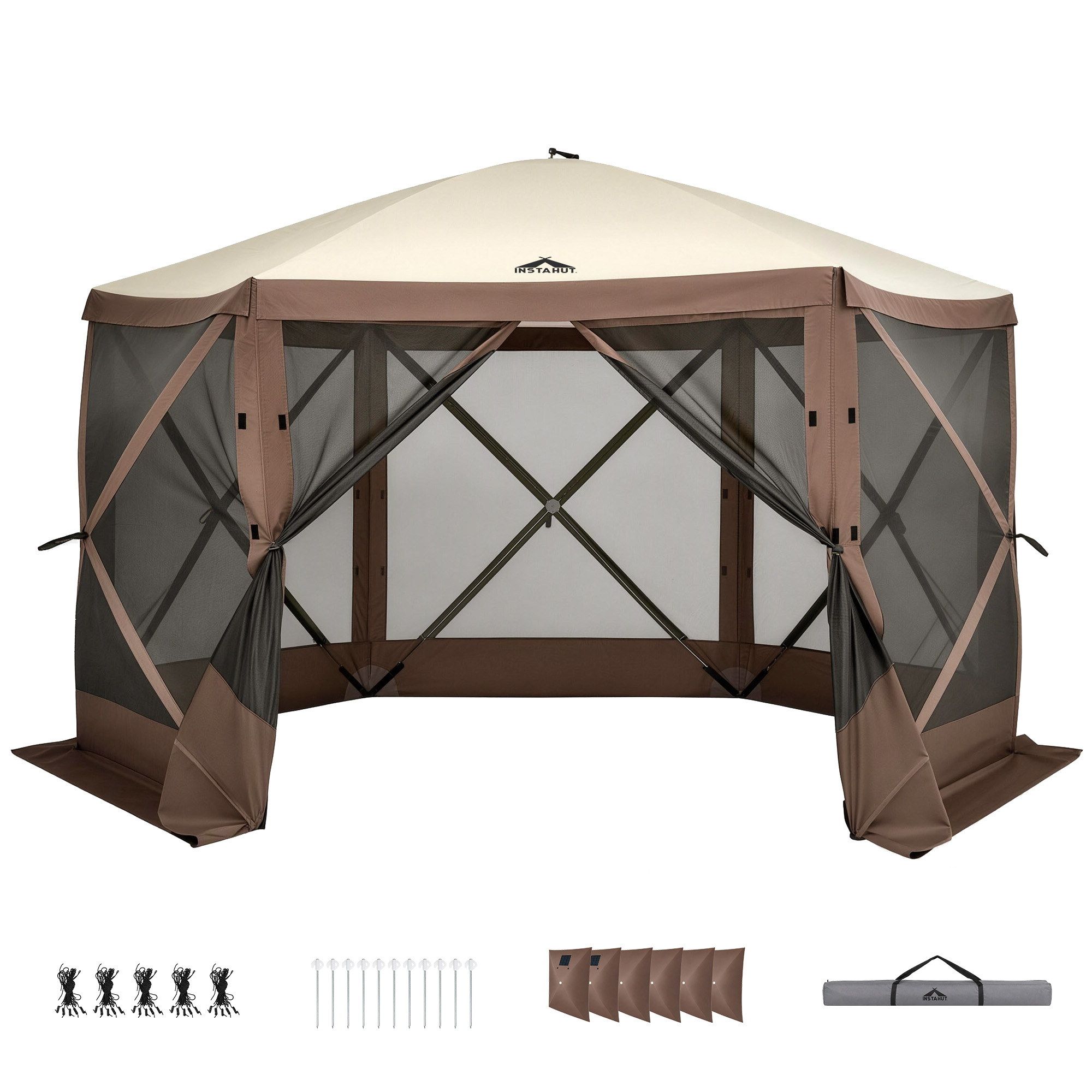 Instahut Gazebo Pop Up Tent 3.6x3.6m Outdoor Marquee Camping Screen w/Curtain Net โ image 2
