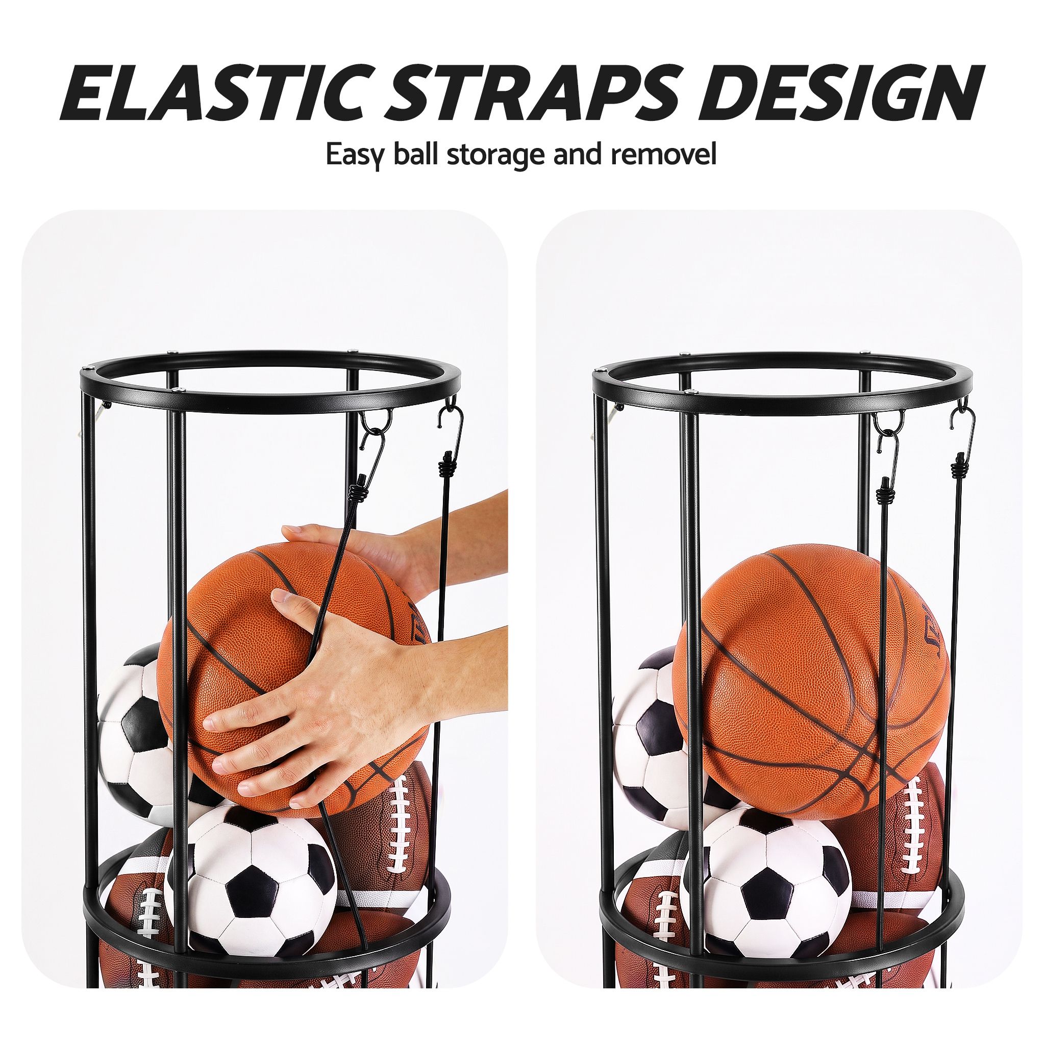 Everfit Vertical Ball Storage Rack with Wheels Sports Equipment Organiser โ image 4