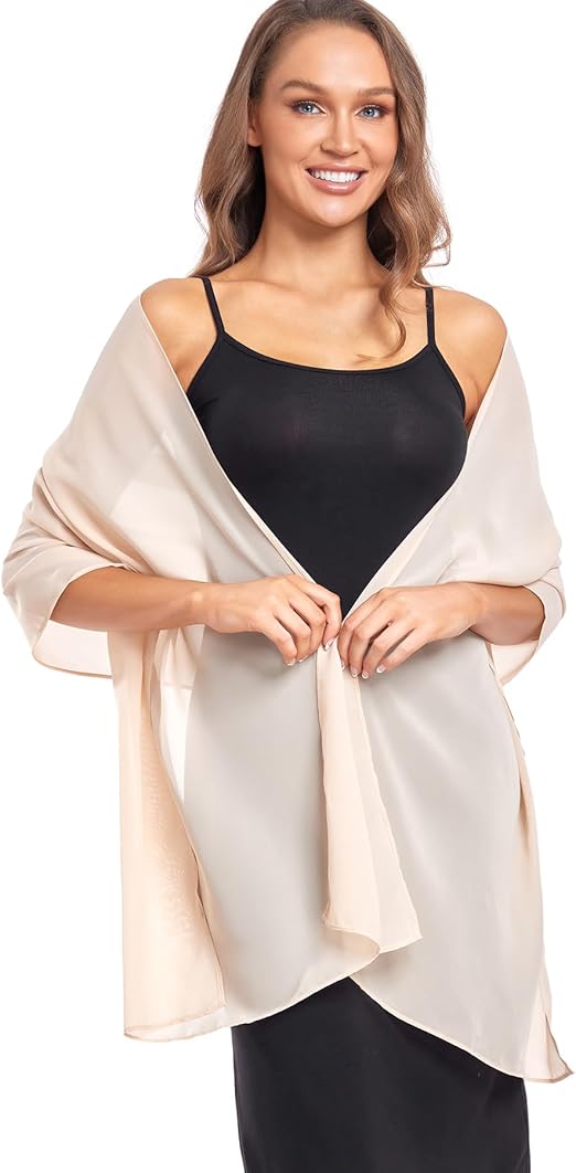 Women's Beige Chiffon Scarf 175x70cm - Ultra Soft Lightweight for Travel & Shoulder - Compact Design โ image 5