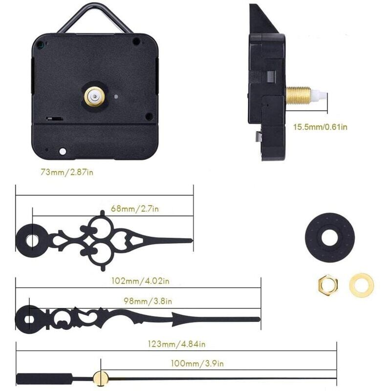 Quartz DIY Wall Clock Movement Mechanism Battery Operated DIY Repair Parts..DEBUNS — image 2