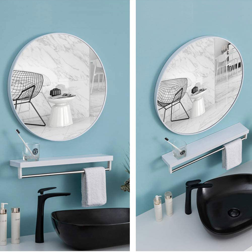 Slim Design 50CM White Bathroom, Living Room, Hallway Mirror Round Mirror Wall Decor Metal Frame — image 3