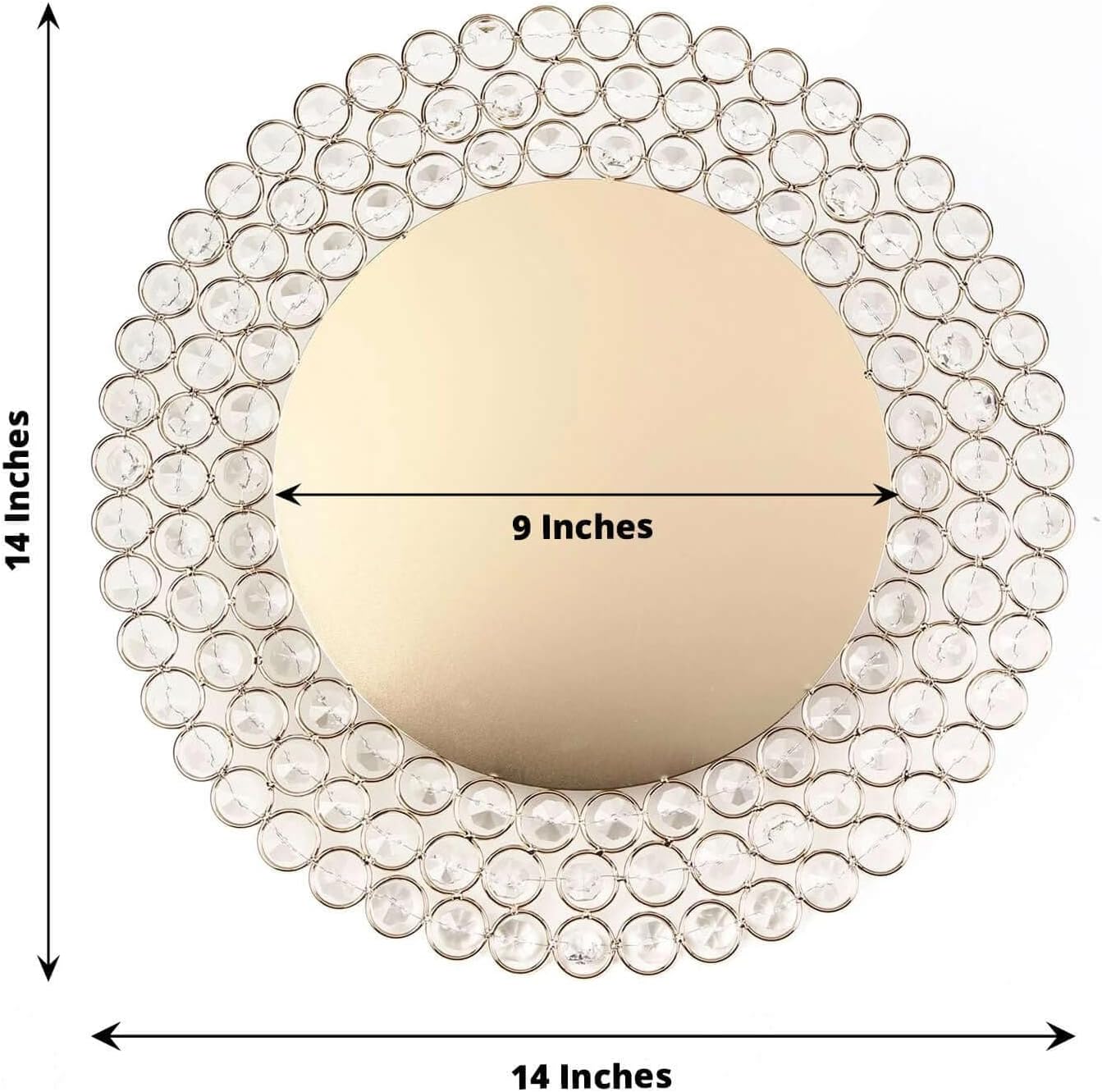 Efavormart 14" Gold Wired Metal Charger Plate With 118 Acrylic Crystal Beads For Weddings Events โ image 3