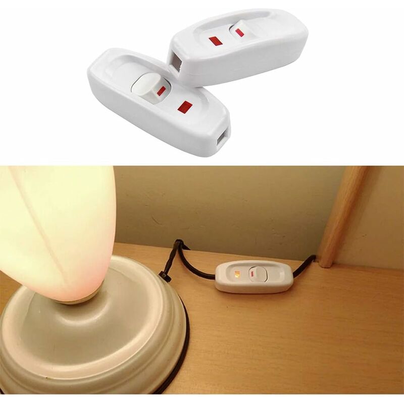 2 pcs Ac 250V 10A Inline On/Off ROcker Switch Desk Lamp Cable Switch With LED Indicator White — image 4