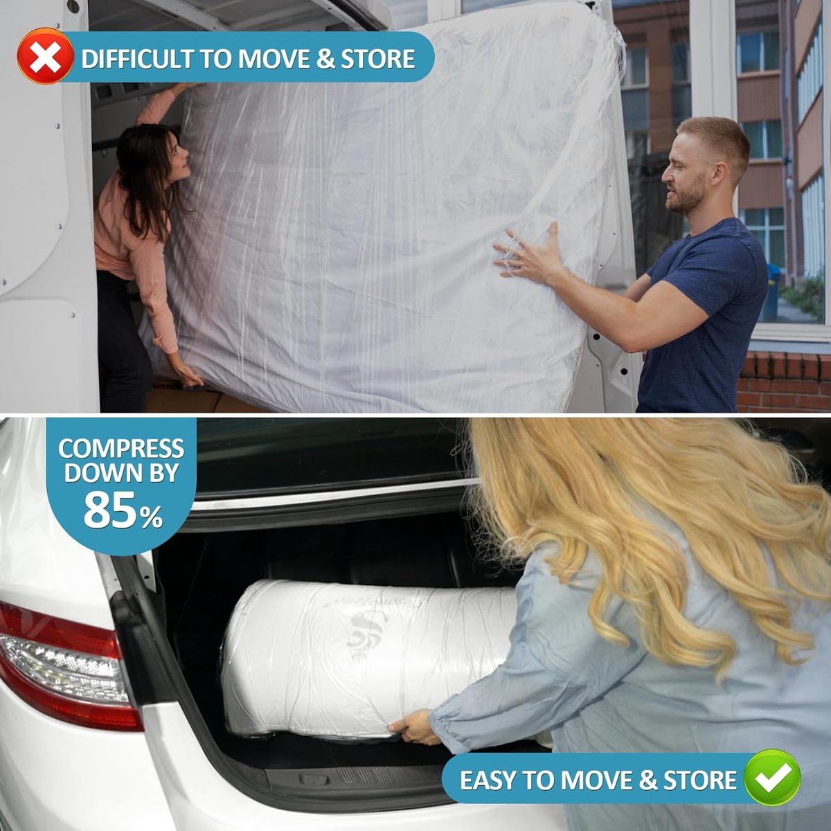 Large vacuum storage bags - 220 × 100cm - vacuum mattress bag - waterproof - resealable - with zipper - reusable - space-saving bags - vacuum seal - for — image 2