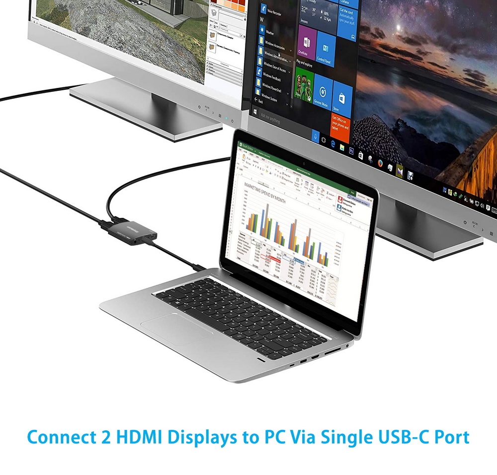 Simplecom DA330 USB-C to Dual HDMI MST Adapter 4K@60Hz with PD and Audio Out โ image 6