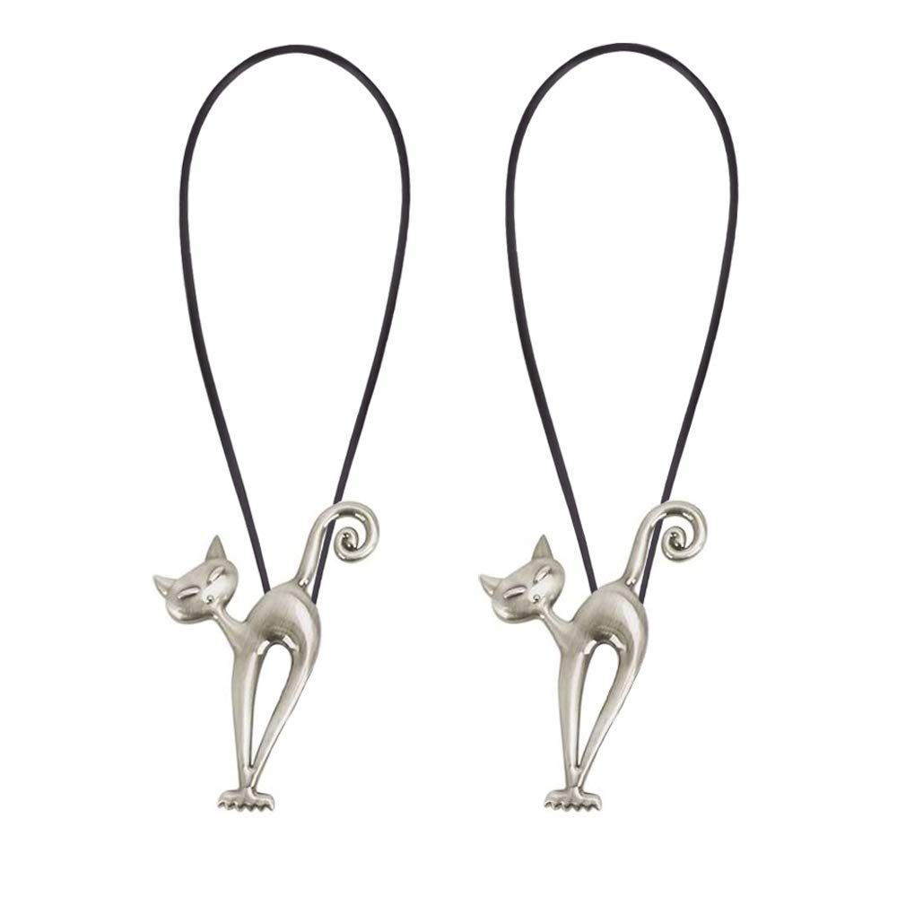 2 Pcs Magnetic Curtain Tiebacks, Holdback Strong Magnet Curtain Clips Rope No Drilling Curtain Holder Buckle (Cat Style) โ image 2