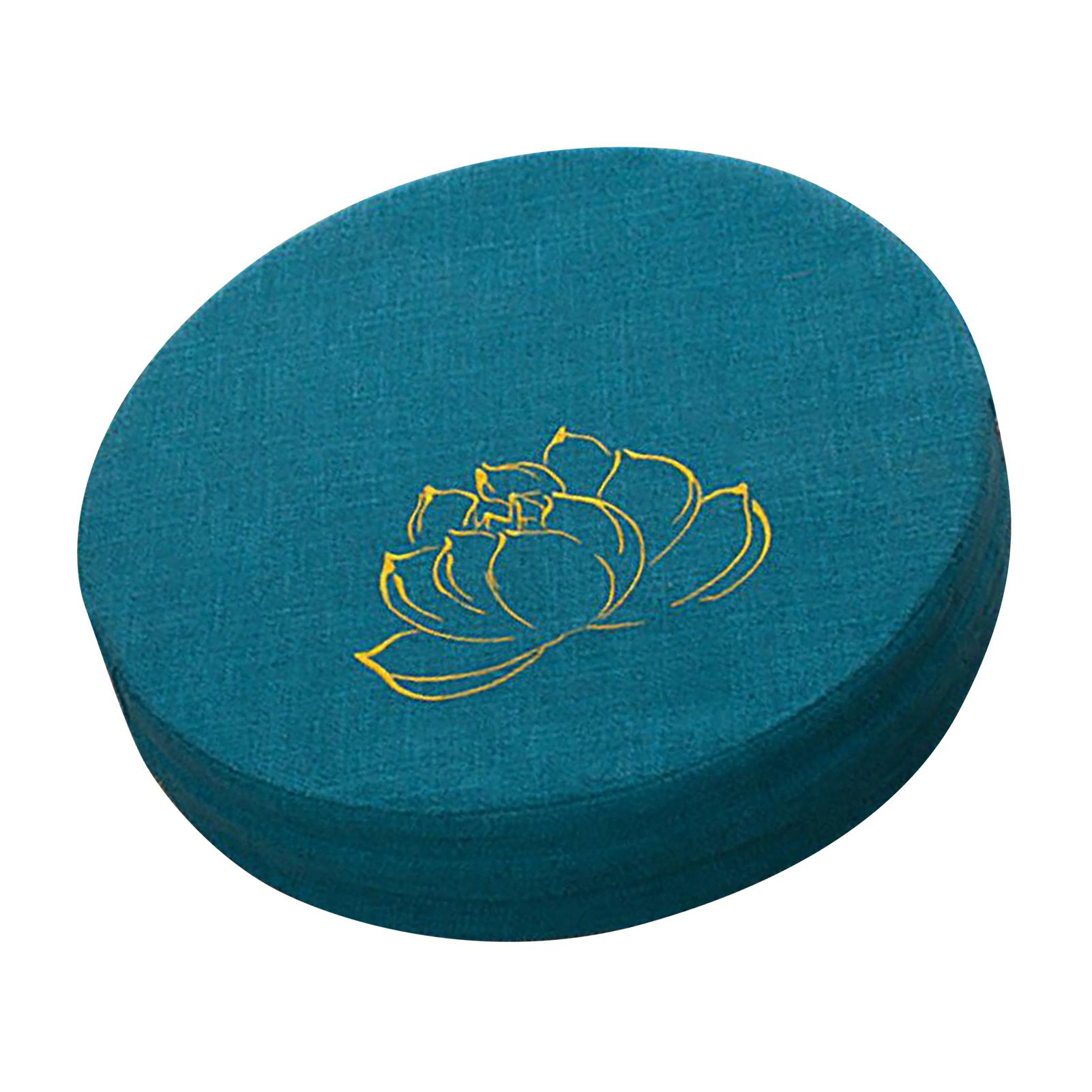 Meditation Cushion Round Hard Foam Cotton Linen Detachable Washable Comfortable Floor Pillow Mat for Balcony Living Room Tatami Lake Blue