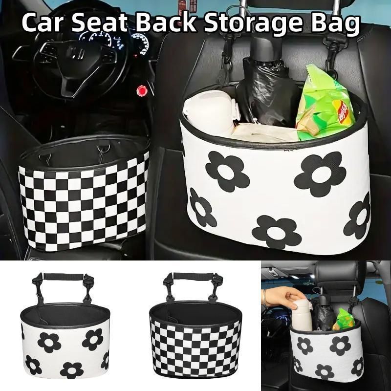 Hanging Backseat Storage Organiser Box for Car Rubbish and Essentials - Flower — image 2