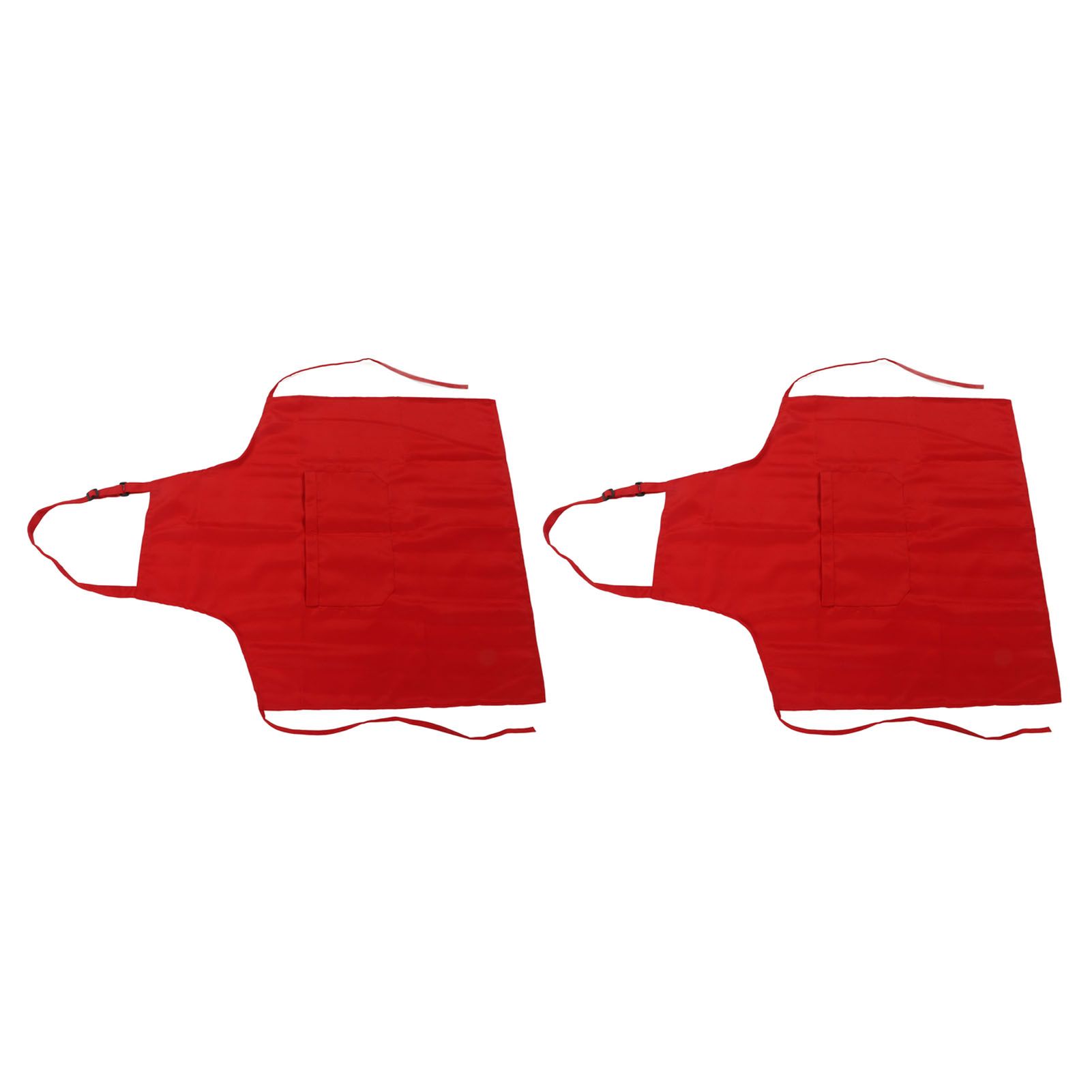 Cooking Apron Waterproof Adjustable Neck Strap Breathable Soft Kitchen Bib Apron with Pocket for Barbecue Baking 2pcs Red — image 5