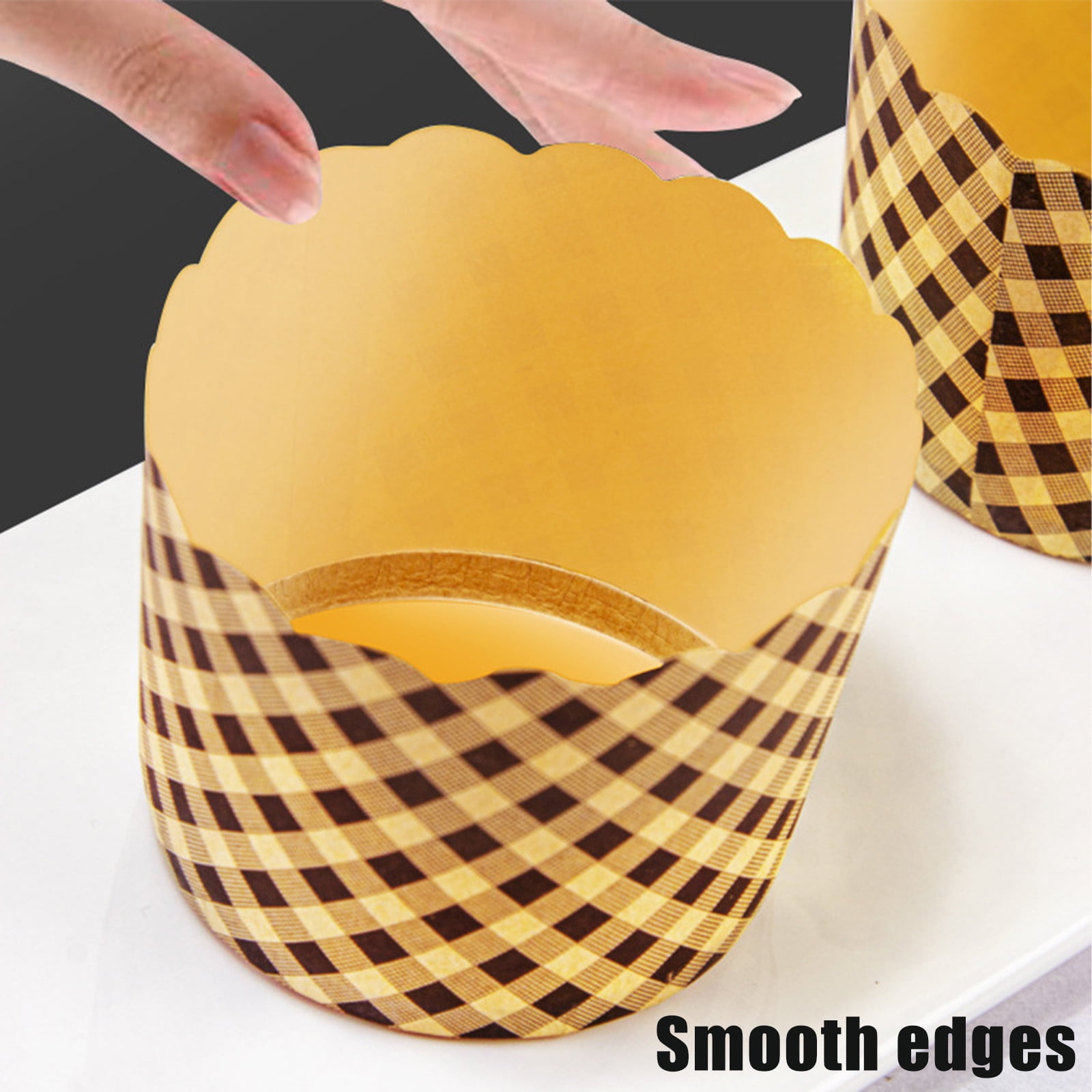 100Pcs Baking Cups, Muffin Cups Thick Cake Paper Cups Bread Paper Cups Lattice Cake Box, Heavy Duty Cupcake Liners, Kraft Paper Cupcakes Greaseproof Wrappers โ image 5
