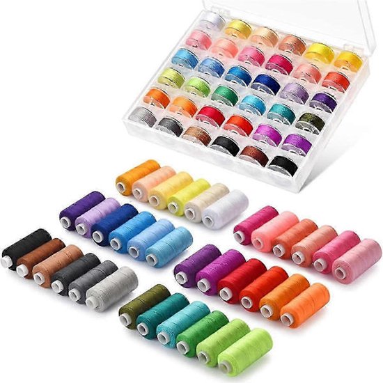 Premium Sewing Thread Set 72 Pieces - 400 Meters of Sewing Machine Thread in 36 Colors - Pre-Wound Sewing Spool Set - 365 Meters per Spool - DIY - Sewing