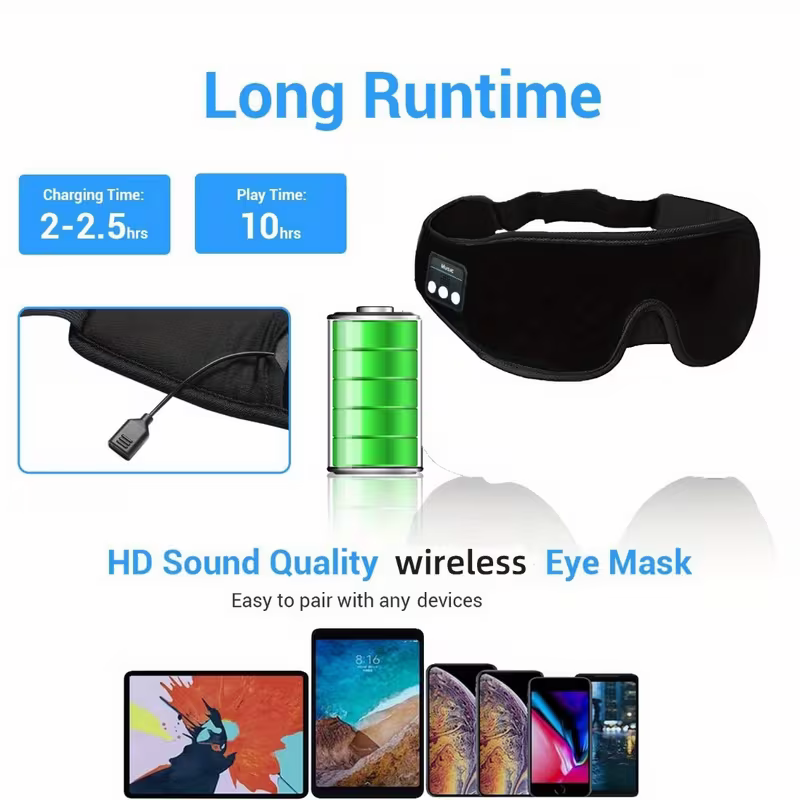 1 3D wireless sleep mask with 5.2BT headphones, the best sleep mask, Type-C charging cable built-in, wireless music eye mask, suitable for both men and women โ image 6