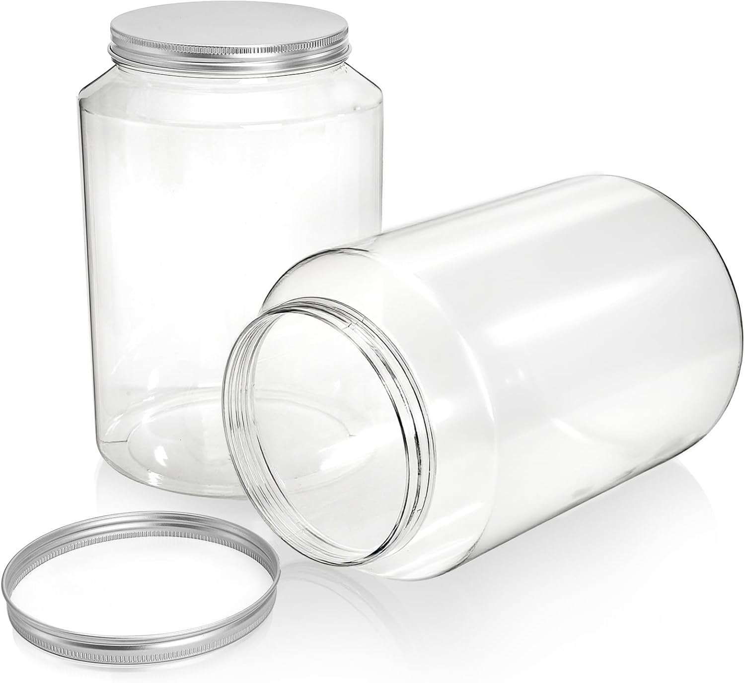 2 Pack 1 Gallon Extra Large Clear Plastic Jars, 118 OZ Food Storage Container with Lid, BPA Free Wide Mouth Jar, Reusable Airtight Mason Jug for Dry Goods โ image 4