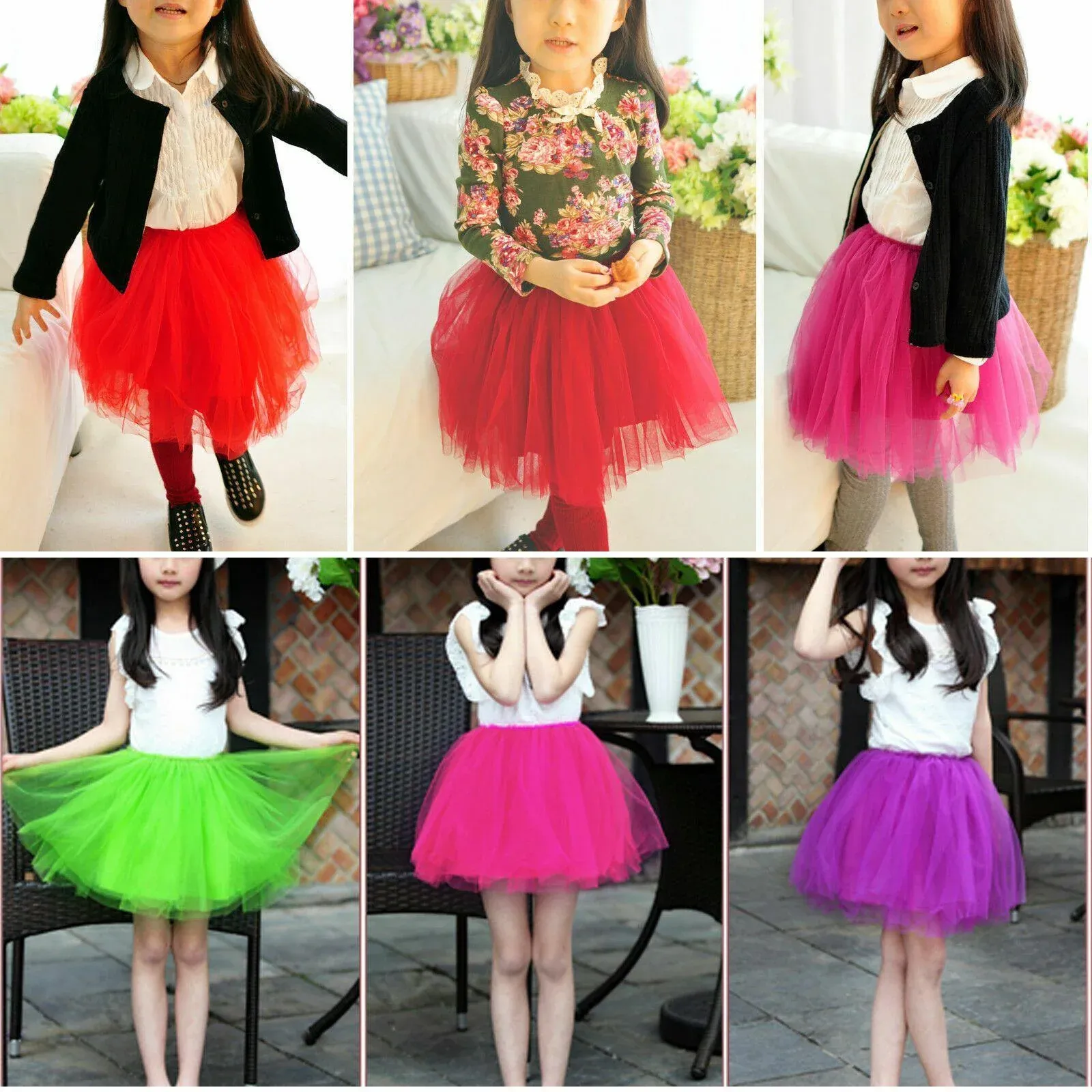 Girls Tutu Skirt Princess Dressup Party Costume Ballet Dancewear - Green — image 6