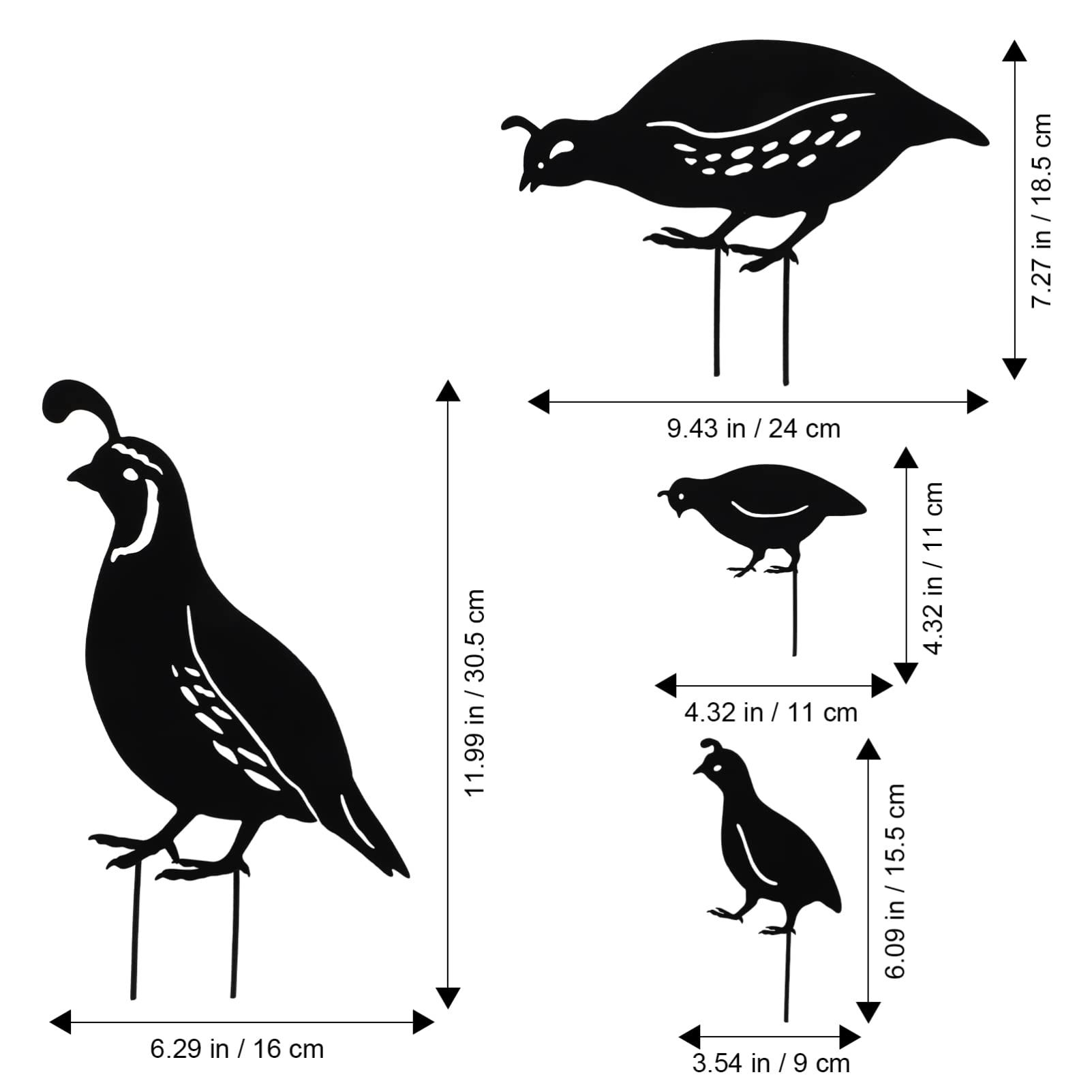 4pcs Garden Quail Stake Bird Yard Art Metal Statue Decor Animals Silhouette Outdoor Decoration Courtyard Ornaments — image 2
