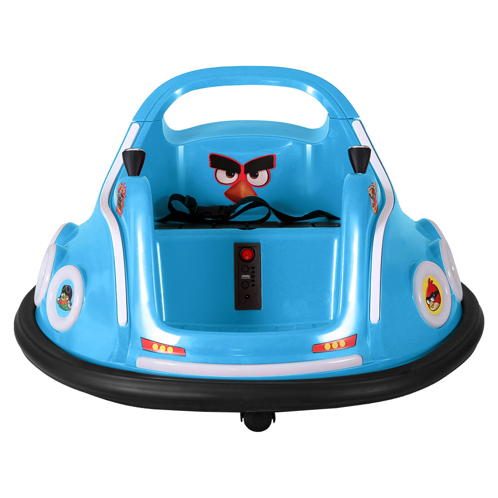 Kids Ride On Car Bumper Electric Toys Cars Light Remote Angry Birds Sticker Blue — image 3