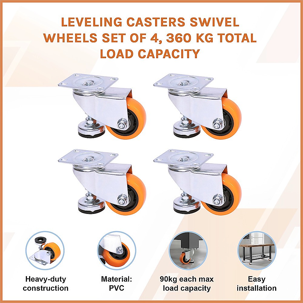 Leveling Casters Swivel Wheels Set of 4, 360 kg Total Load Capacity โ image 3