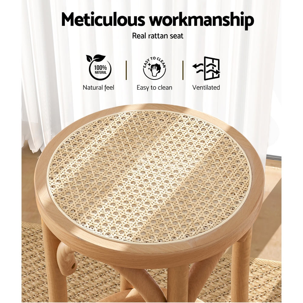 Artiss 2x Bar Stoosl Rattan Seat Wooden โ image 4