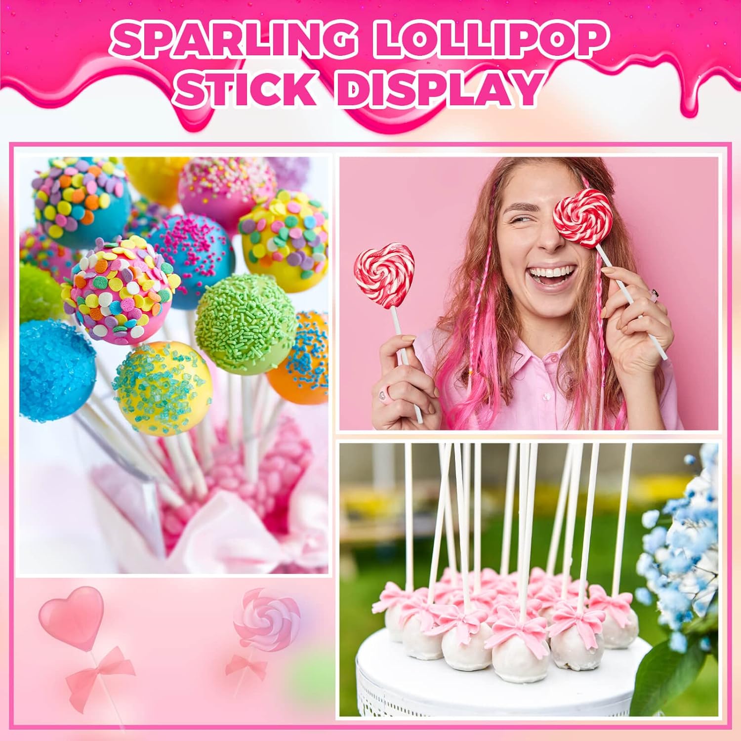 600Pcs Lollipop Stick, 6IN Cake Pop Sticks with Clear Treat Bags & Gold Twist Ties, Cake Pops Making Tools for Lollipops, Candies, Chocolates Cookies — image 4
